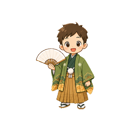 文字がない緑と金の袴姿の男の子アイコン