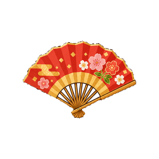 文字がない赤と金の祝い扇アイコン
