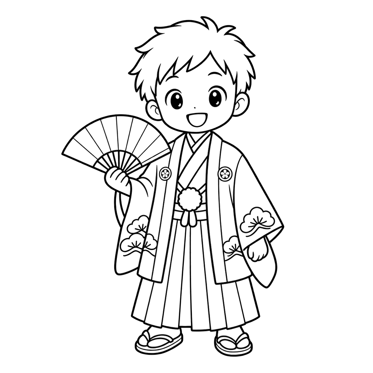 袴の男の子のぬりえ用線画