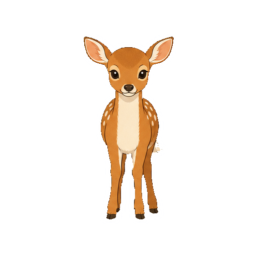 正面を向いて立つシカの全身イラスト