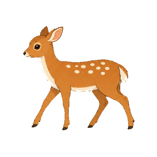 横向きで自然に歩くシカの全身イラスト