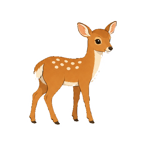 斜め向きで立つシカの全身イラスト