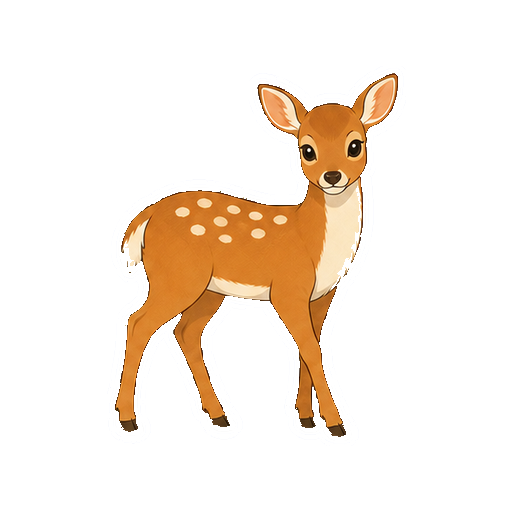 耳を高く立てて周囲を見るシカの全身イラスト
