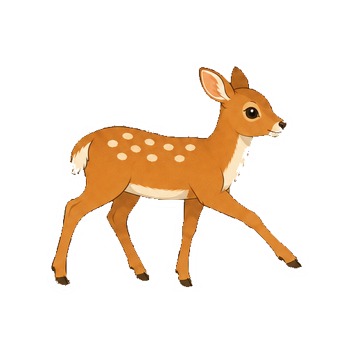 ゆっくり歩くシカの全身イラスト