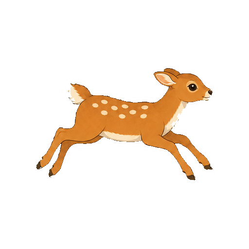 軽やかに走るシカの全身イラスト