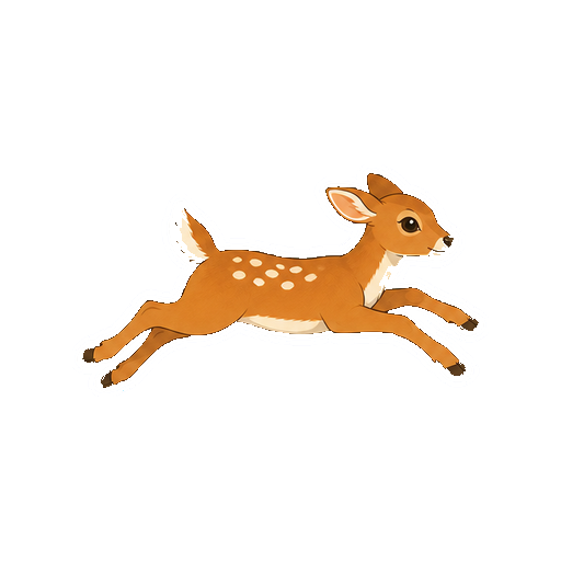 脚を大きく伸ばして前方へ跳ぶシカの全身イラスト