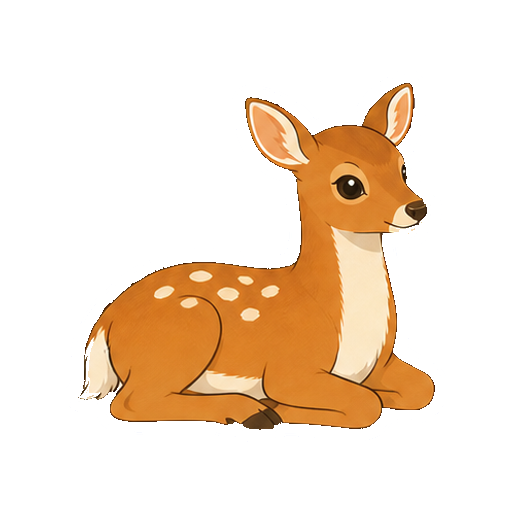 脚を折りたたんで伏せるシカの全身イラスト