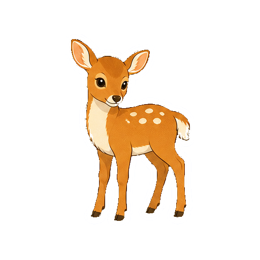小さな子ジカが斜め向きで立つ全身イラスト