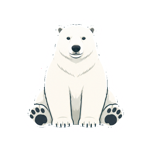正面を向いて座るしろくまの全身イラスト