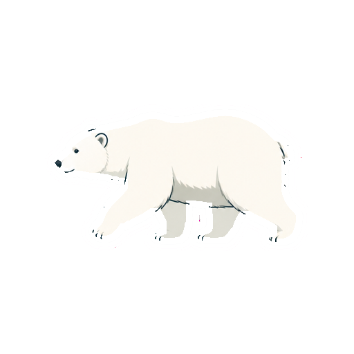 横向きで歩くしろくまの全身イラスト
