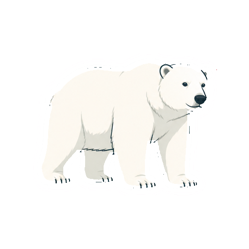 斜め向きで立つしろくまの全身イラスト