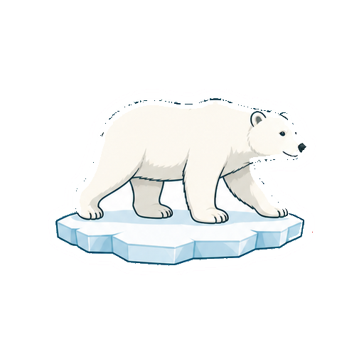 氷の上を歩くしろくまの全身イラスト