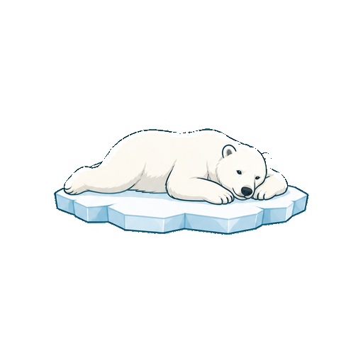 氷の上で寝転ぶしろくまの全身イラスト