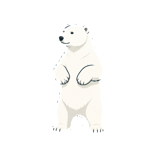 後ろ足で立ち上がるしろくまの全身イラスト