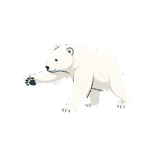 大きな前足を前へ伸ばすしろくまの全身イラスト