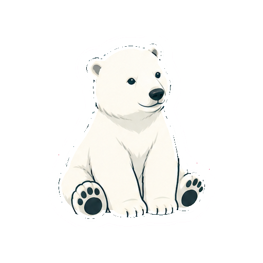 小さなしろくまの子ぐまが座る全身イラスト