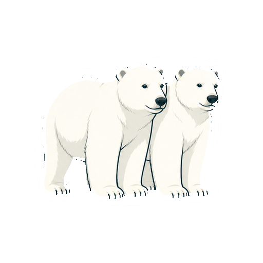 肩を寄せて並ぶしろくま2頭の全身イラスト