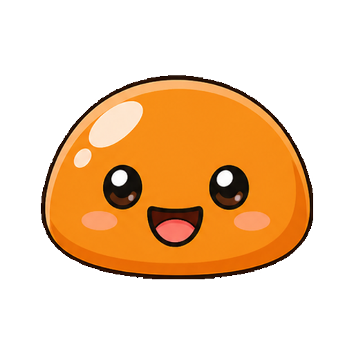 文字がないオレンジ色の丸いスライム顔アイコン
