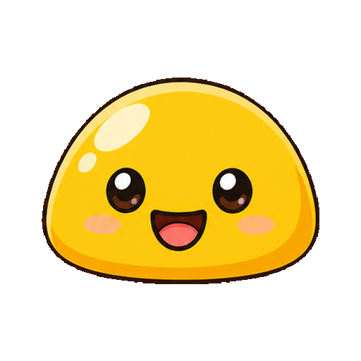 文字がない黄色いドーム形スライム顔アイコン