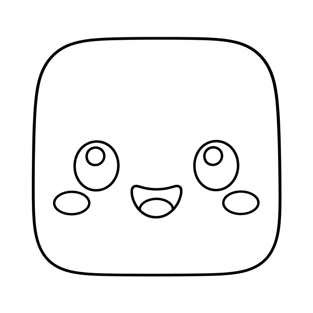 ゼリー四角スライムのぬりえ用線画