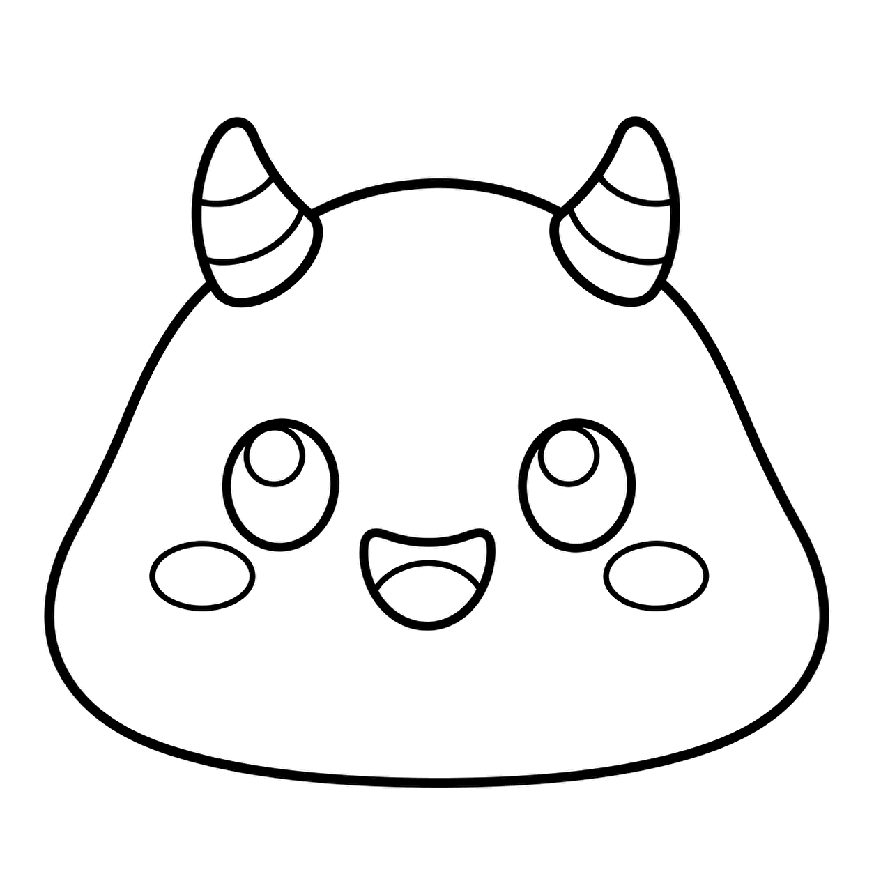 小さな角のスライムのぬりえ用線画