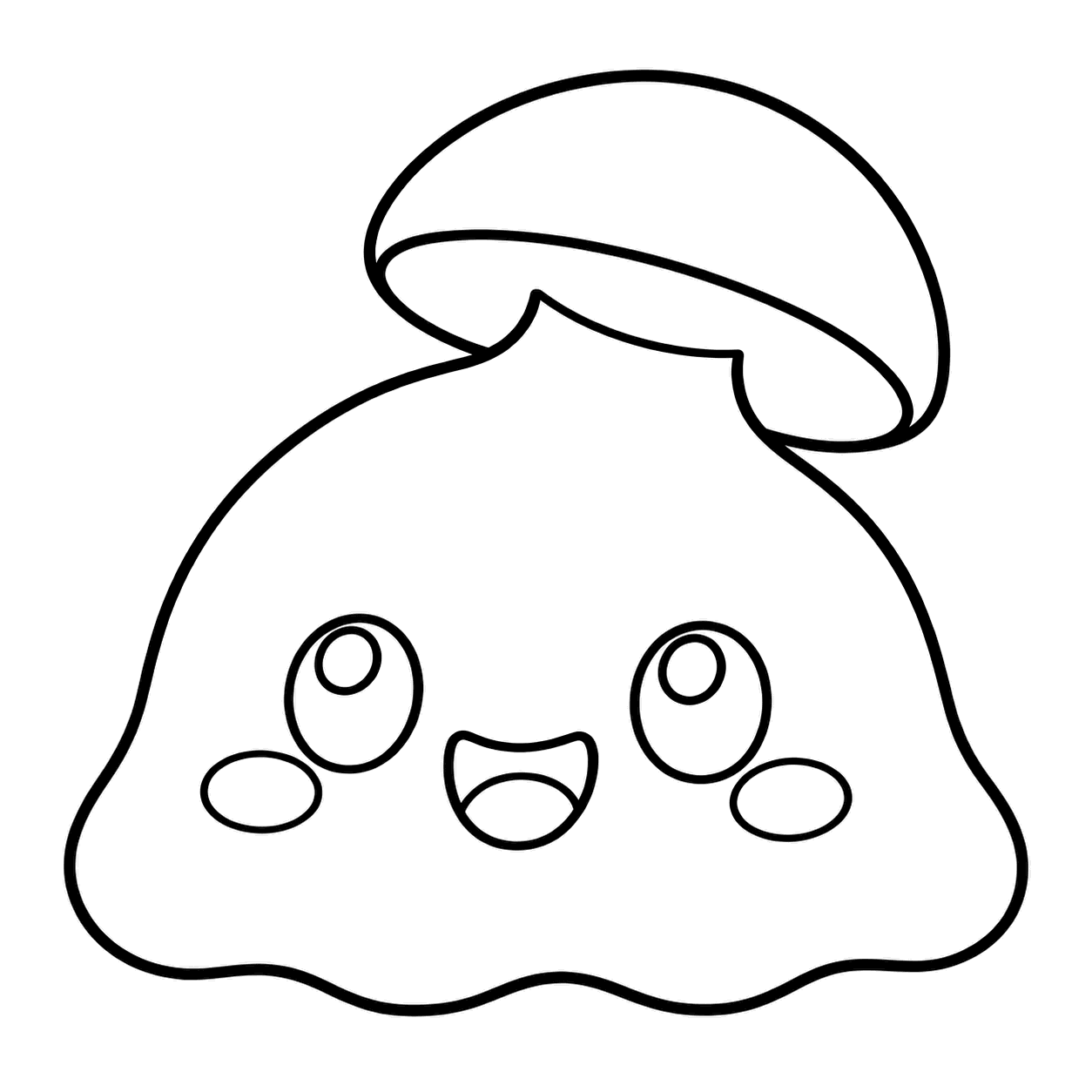 きのこ帽スライムのぬりえ用線画