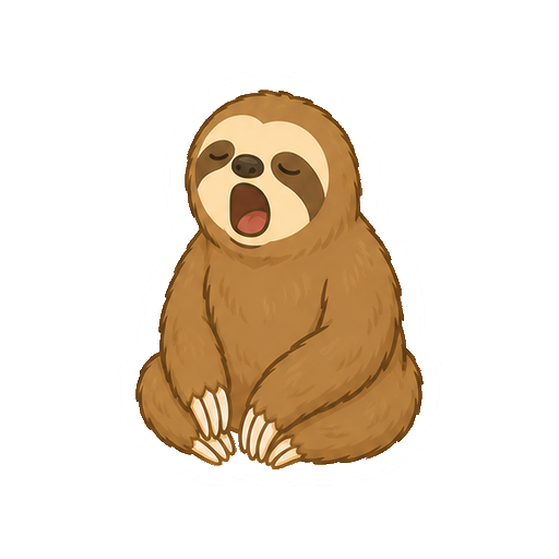 大きくあくびをするナマケモノの全身イラスト