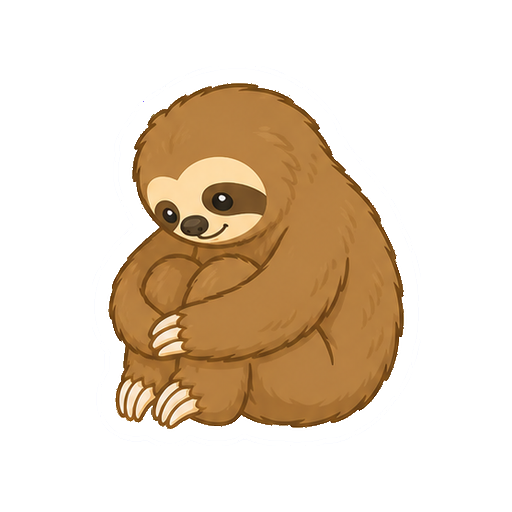 体を丸めて静かに休むナマケモノの全身イラスト