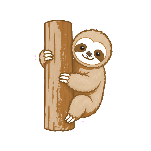 木の陰から顔と体を出すナマケモノの全身イラスト