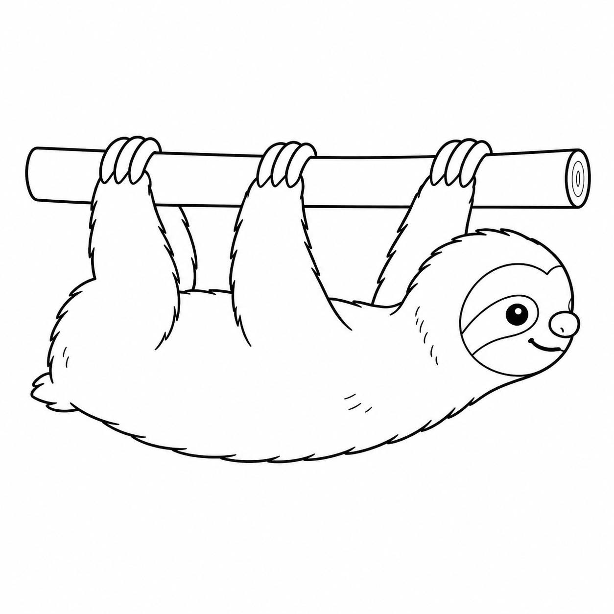 枝をゆっくり移動するナマケモノのぬり絵用線画