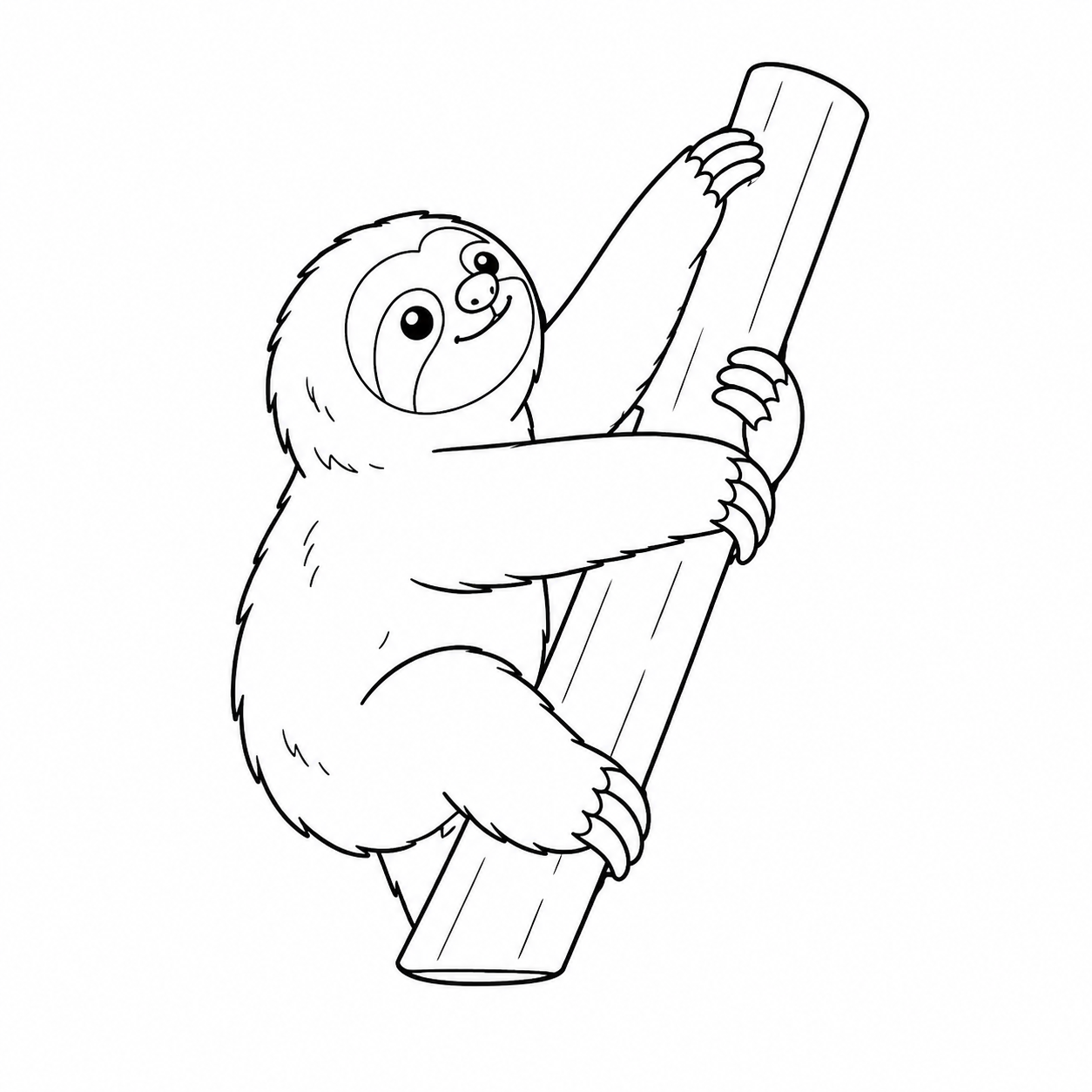 木をゆっくり登るナマケモノのぬり絵用線画