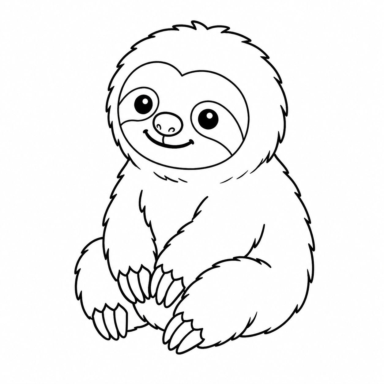小さなナマケモノの子どものぬり絵用線画
