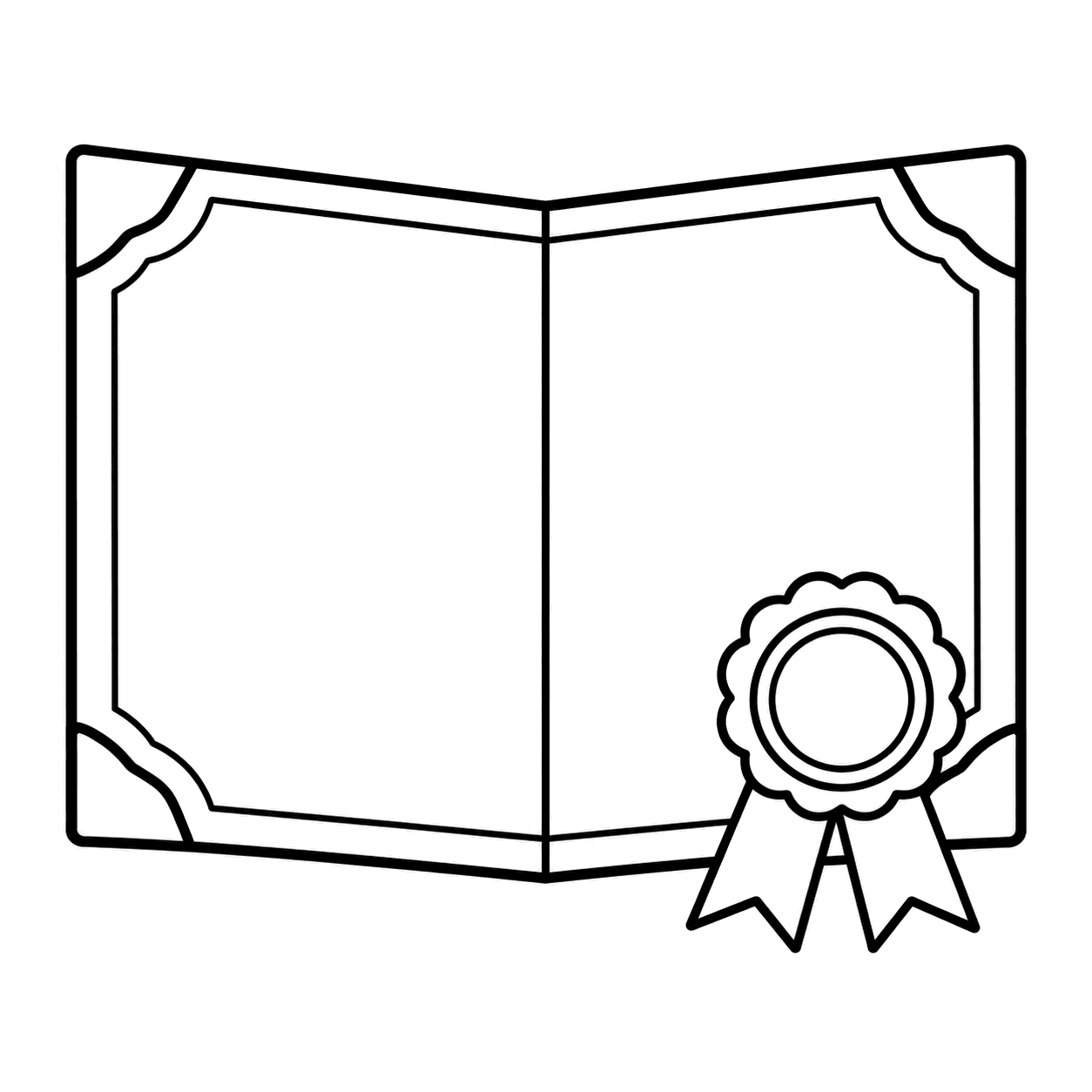 白紙の卒業証書のぬりえ用線画