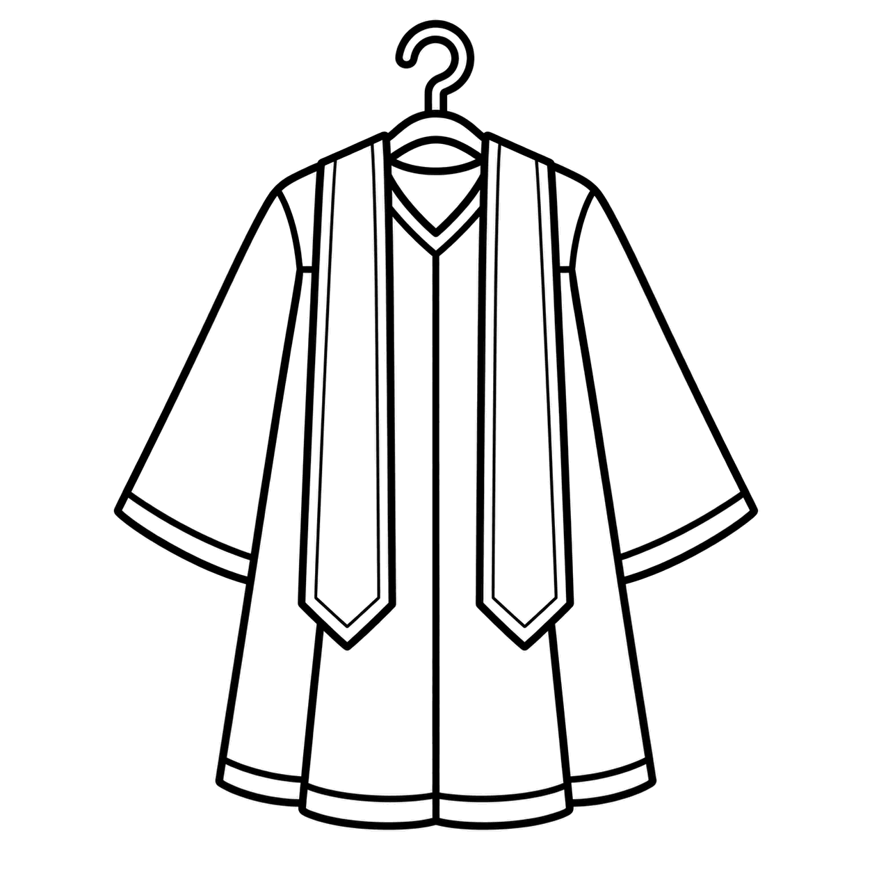 卒業ガウンのぬり絵用線画