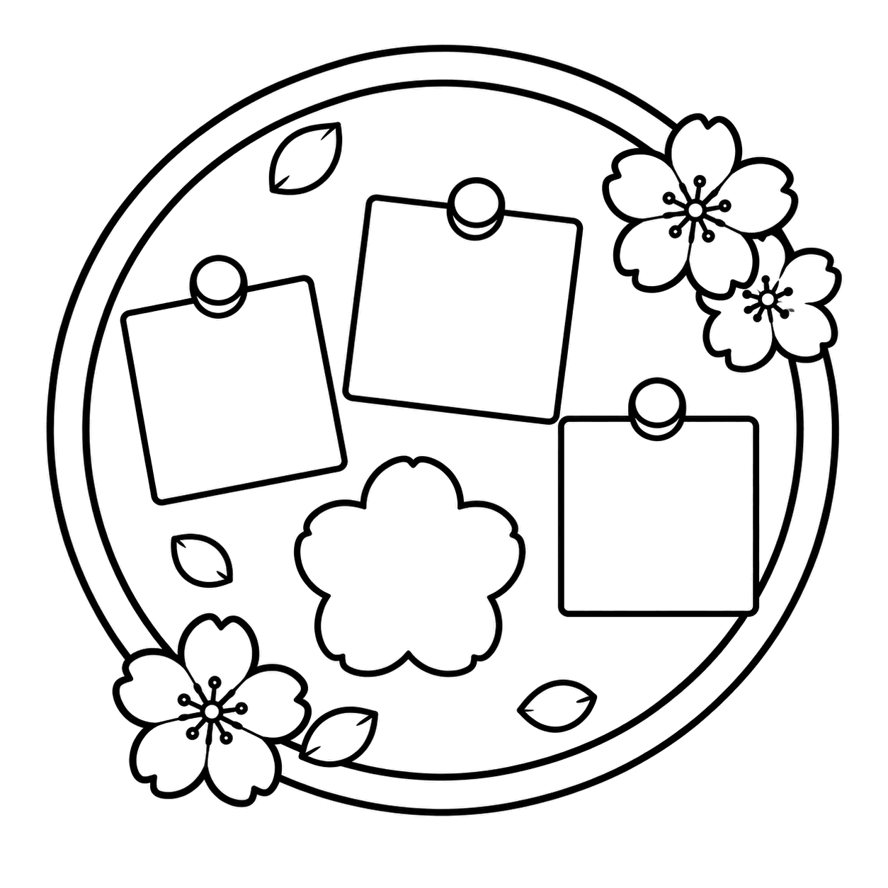 白紙の寄せ書きのぬりえ用線画