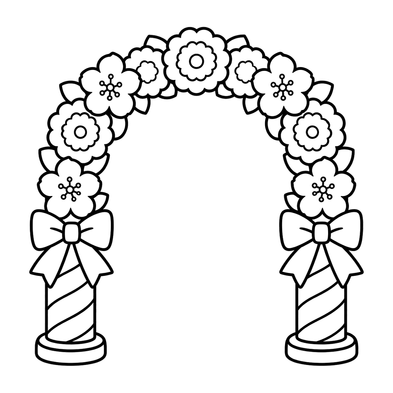 式典の花アーチのぬりえ用線画