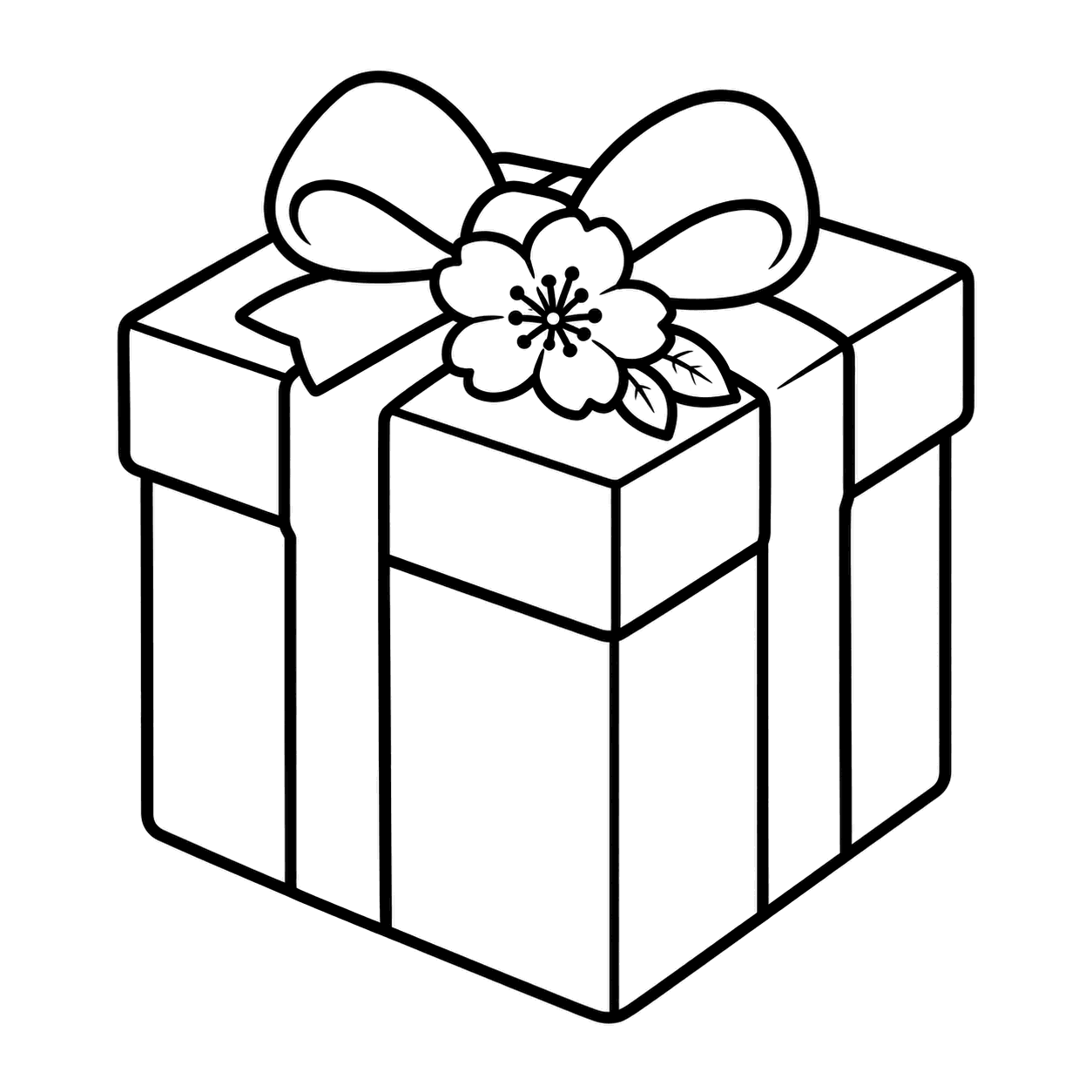 卒業祝いのギフト箱のぬりえ用線画