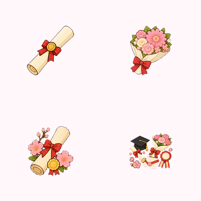 卒業式・卒園式アイコン24個セットの代表画像