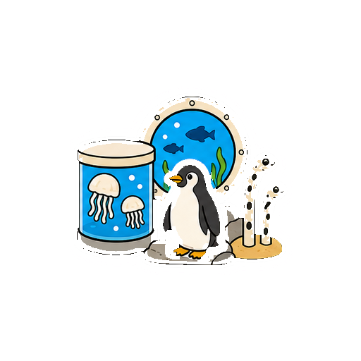 文字や人物がない水族館展示セットのアイコン