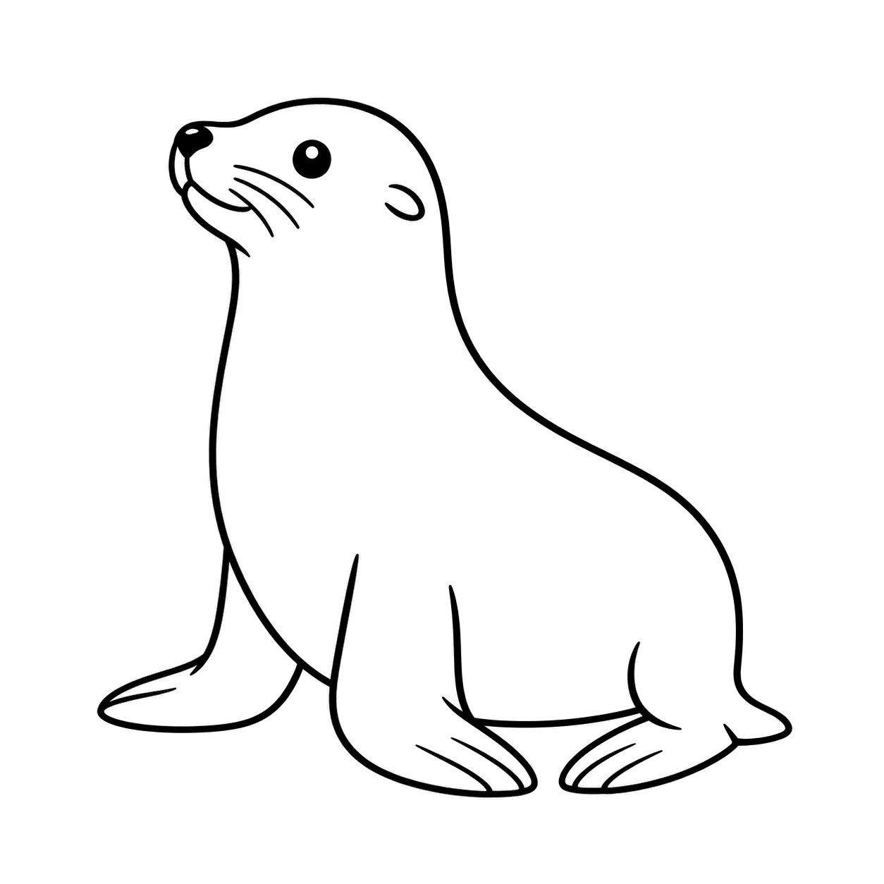 アシカのぬり絵用線画