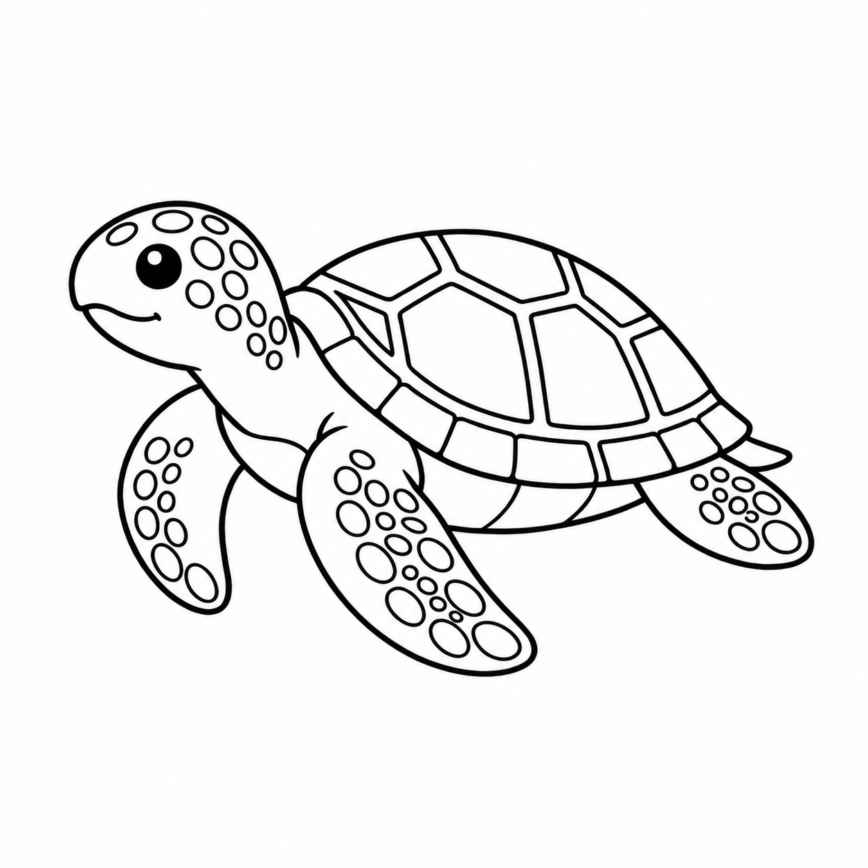 海ガメのぬり絵用線画