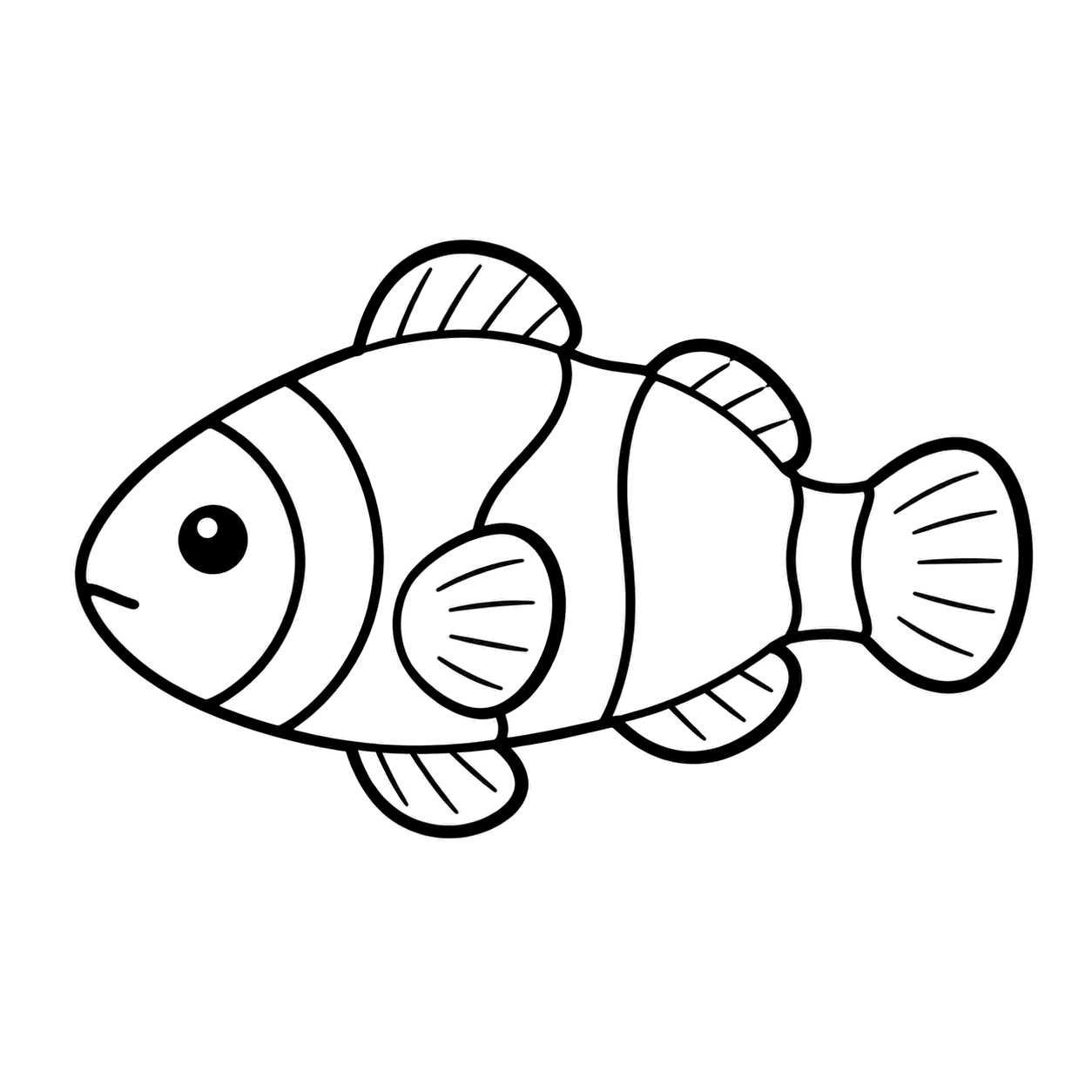 クマノミ風の魚のぬり絵用線画