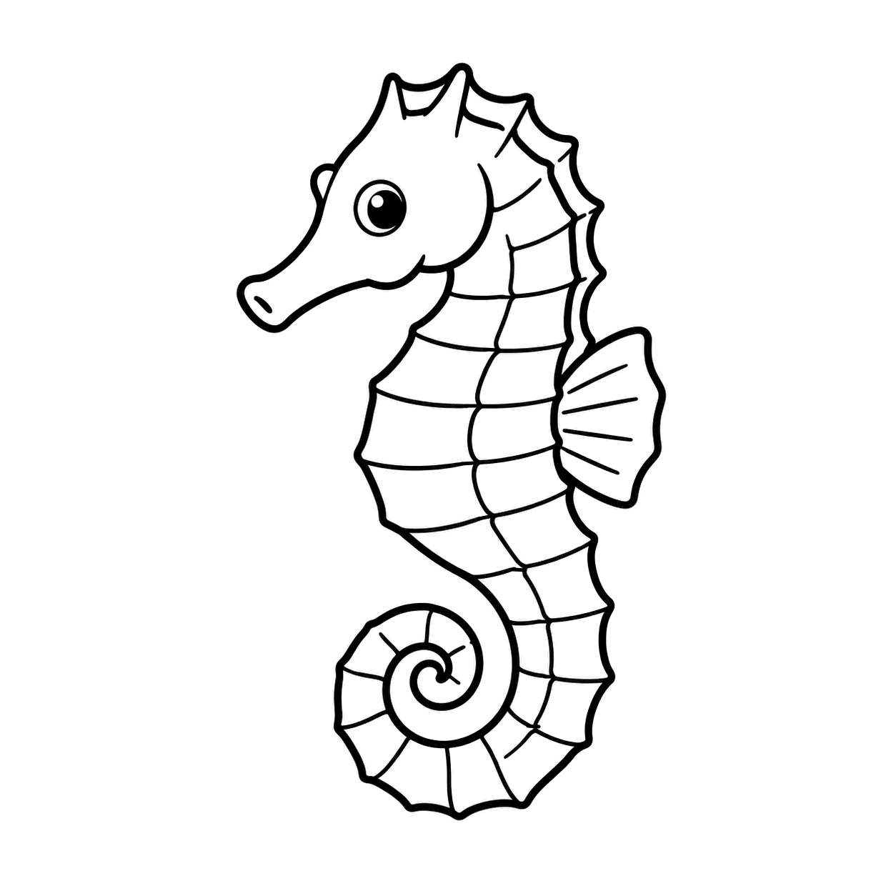 タツノオトシゴのぬりえ用線画