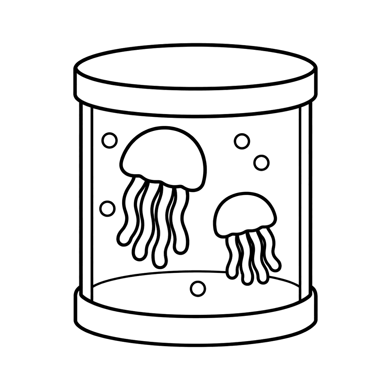 クラゲ水槽のぬりえ用線画