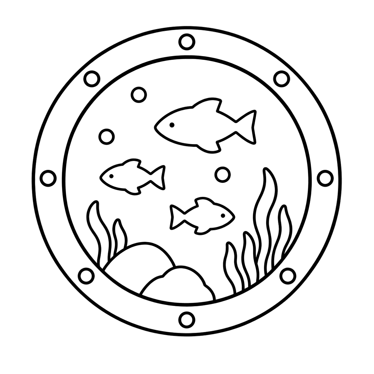 丸窓水槽のぬり絵用線画