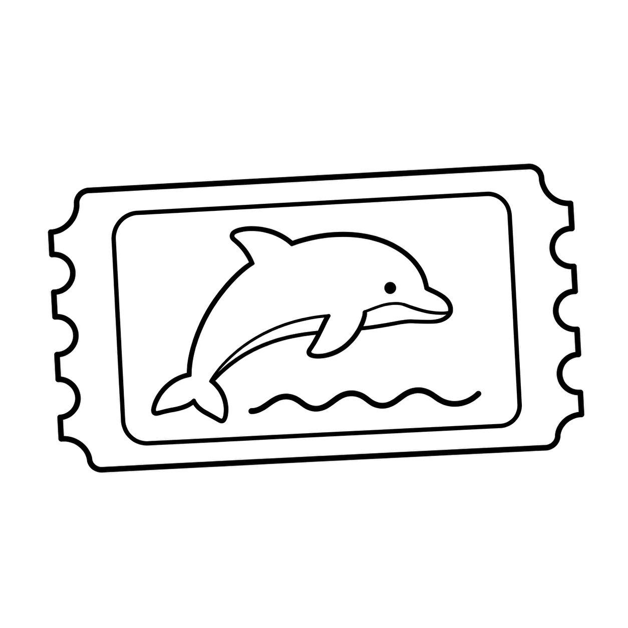 水族館チケットのぬりえ用線画