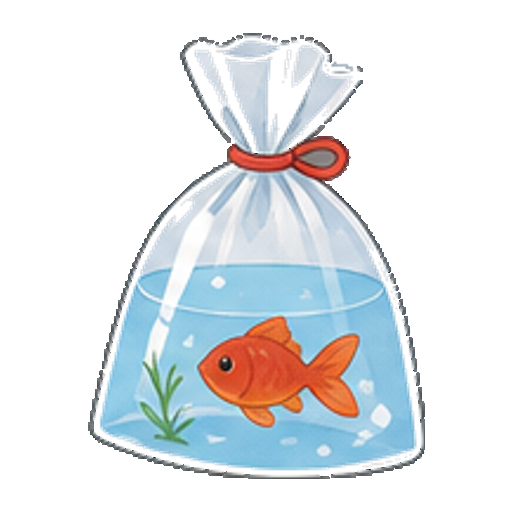 金魚が入った夏祭りの袋のアイコン
