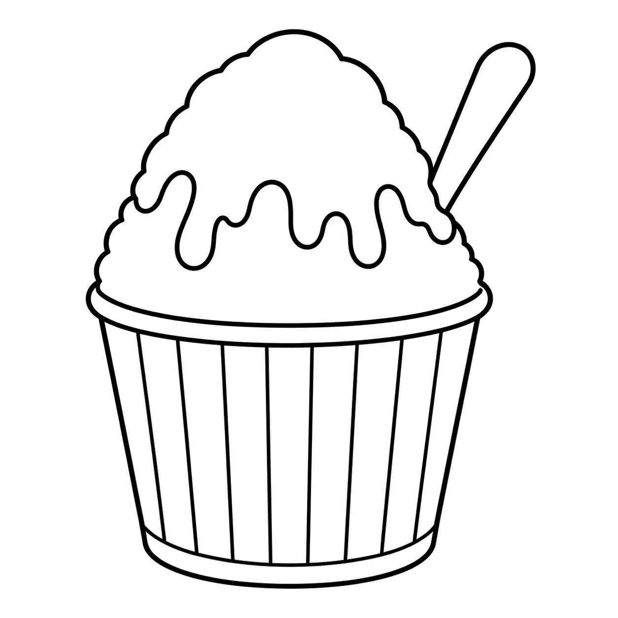 かき氷のぬりえ用線画（夏祭りのイラスト・ぬりえ23種類）