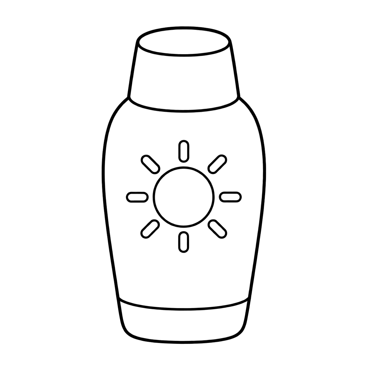 空白の日焼け止めのぬりえ用線画