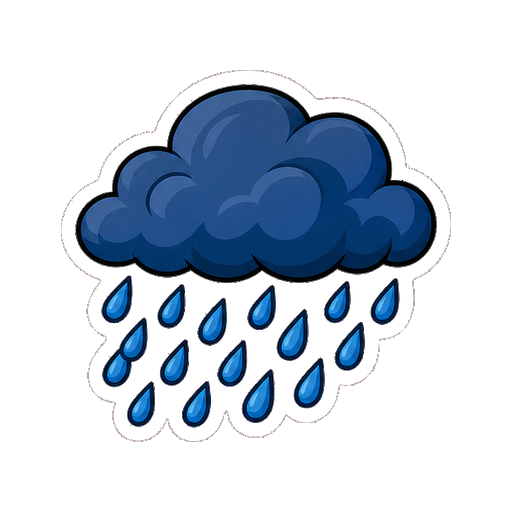 文字がない大雨の雲と雨粒のアイコン